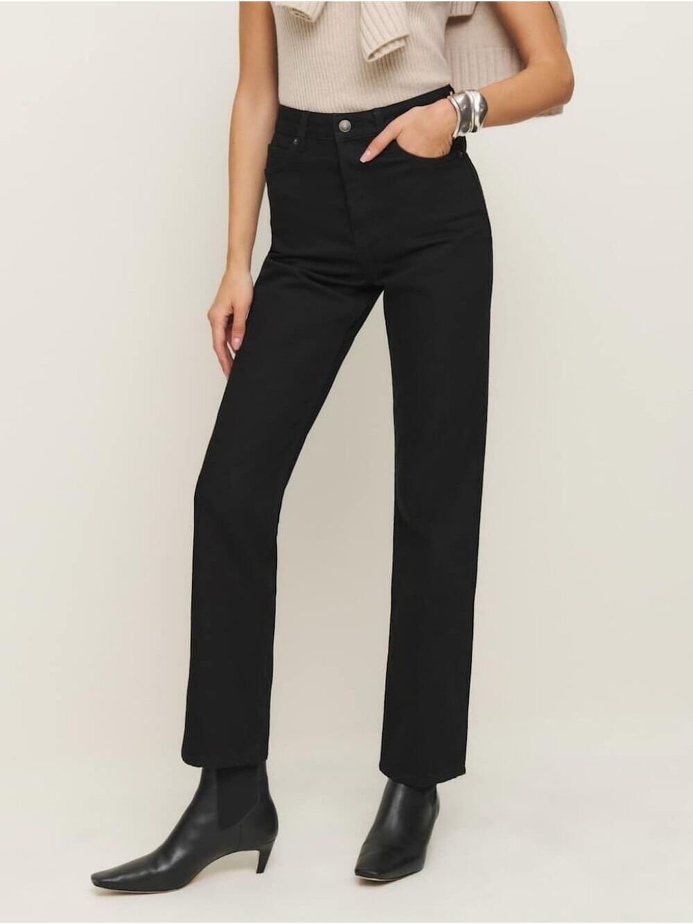 Reformation High-Rise Straight Leg Women's Jeans - Black